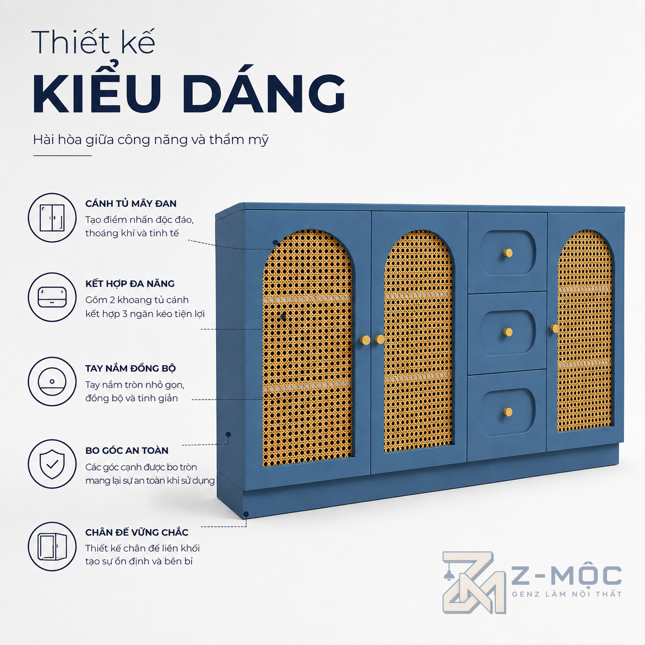 Thiết kế hiện đại, nổi bật với cánh mây đan vòm