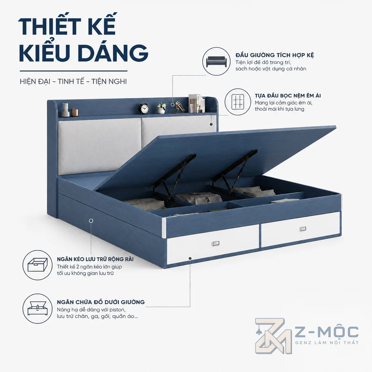 Thiết kế hiện đại tạo điểm nhấn cho phòng ngủ