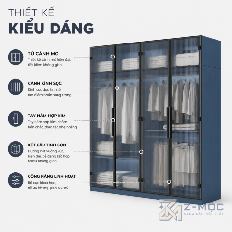 Thiết kế hiện đại với điểm nhấn kính sọc
