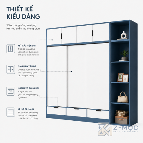 Thiết kế kết hợp tạo điểm nhấn cho phòng ngủ