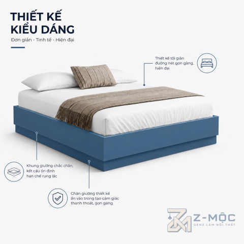 Thiết kế không đầu giường giúp không gian thông thoáng hơn