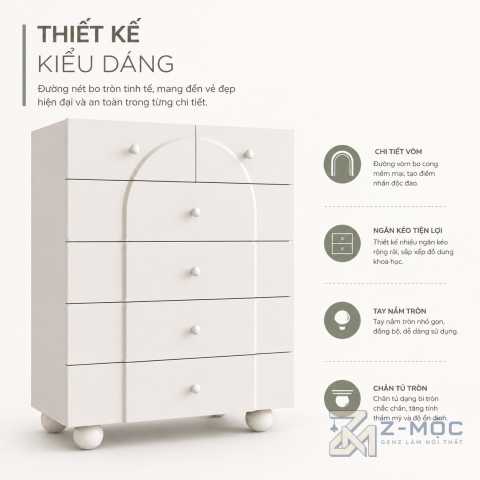 Thiết kế màu trắng, điểm nhấn đường vòm