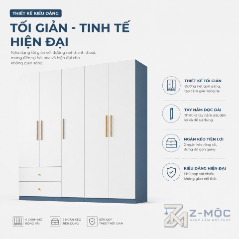 Thiết kế phối màu hài hòa, dễ bố trí trong phòng ngủ