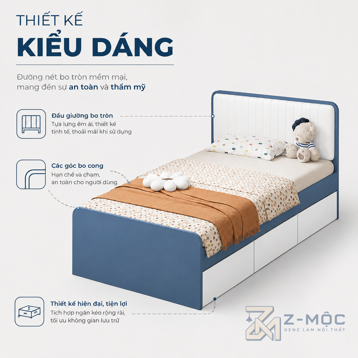 Thiết kế xanh trắng hiện đại, trẻ trung