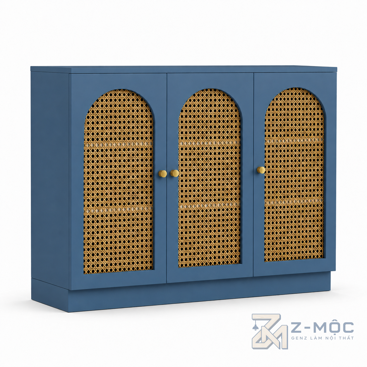Tủ mây đan màu xanh cánh vòm độc đáo ZM-94021 - 1200x400x900mm - ZM-94021.1