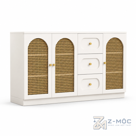 Tủ mây đan màu xanh cánh vòm độc đáo ZM-94021 - ảnh chi tiết 1