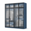 Tủ Quần Áo 4 Cánh Kính Sọc Màu Xanh ZM-10036 - 1600x600x2200mm - ZM-10036.4