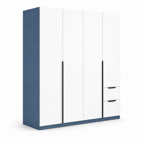 Tủ Quần Áo 4 Cánh Phối Xanh Trắng Nhỏ Gọn ZM-10038 - 1600x600x1800mm - ZM-10038.2