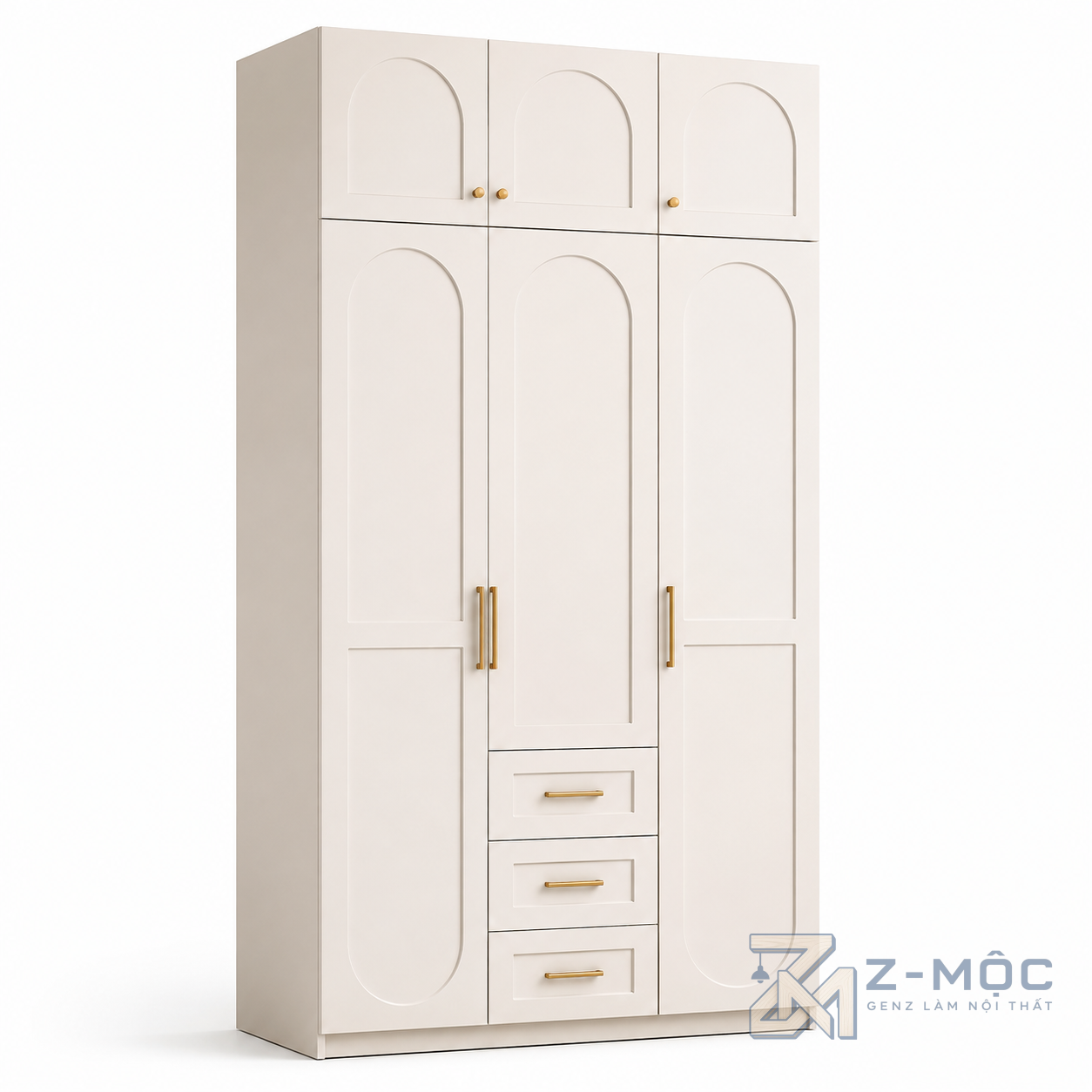 Tủ quần áo cánh vòm màu trắng thanh lịch ZM-10033 - 1200x600x2400mm - ZM-10033.3