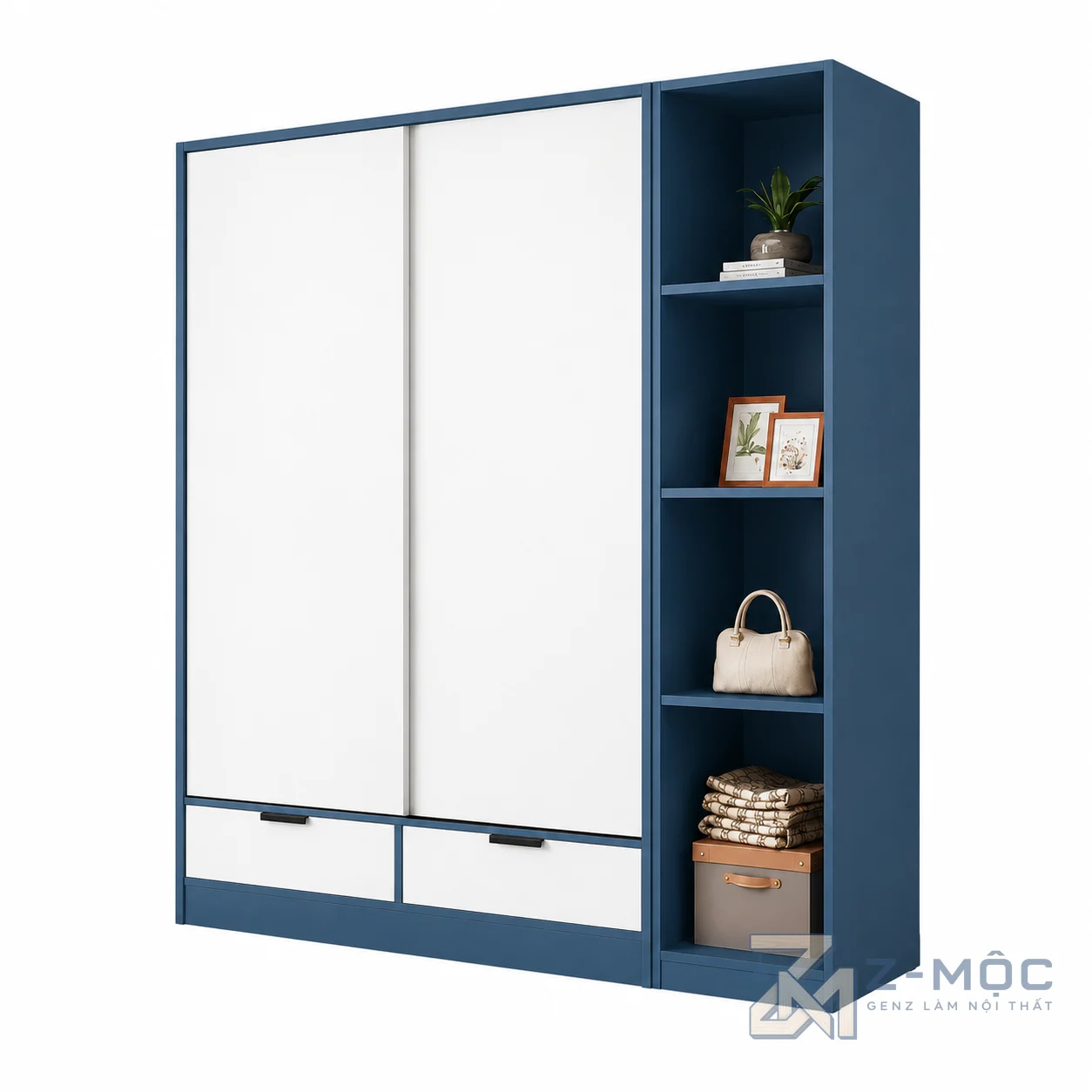 Tủ Quần Áo Cửa Lùa Kết Hợp Kệ Trang Trí Độc Đáo ZM-10022 - 1600x600x1800mm - ZM-10022.1