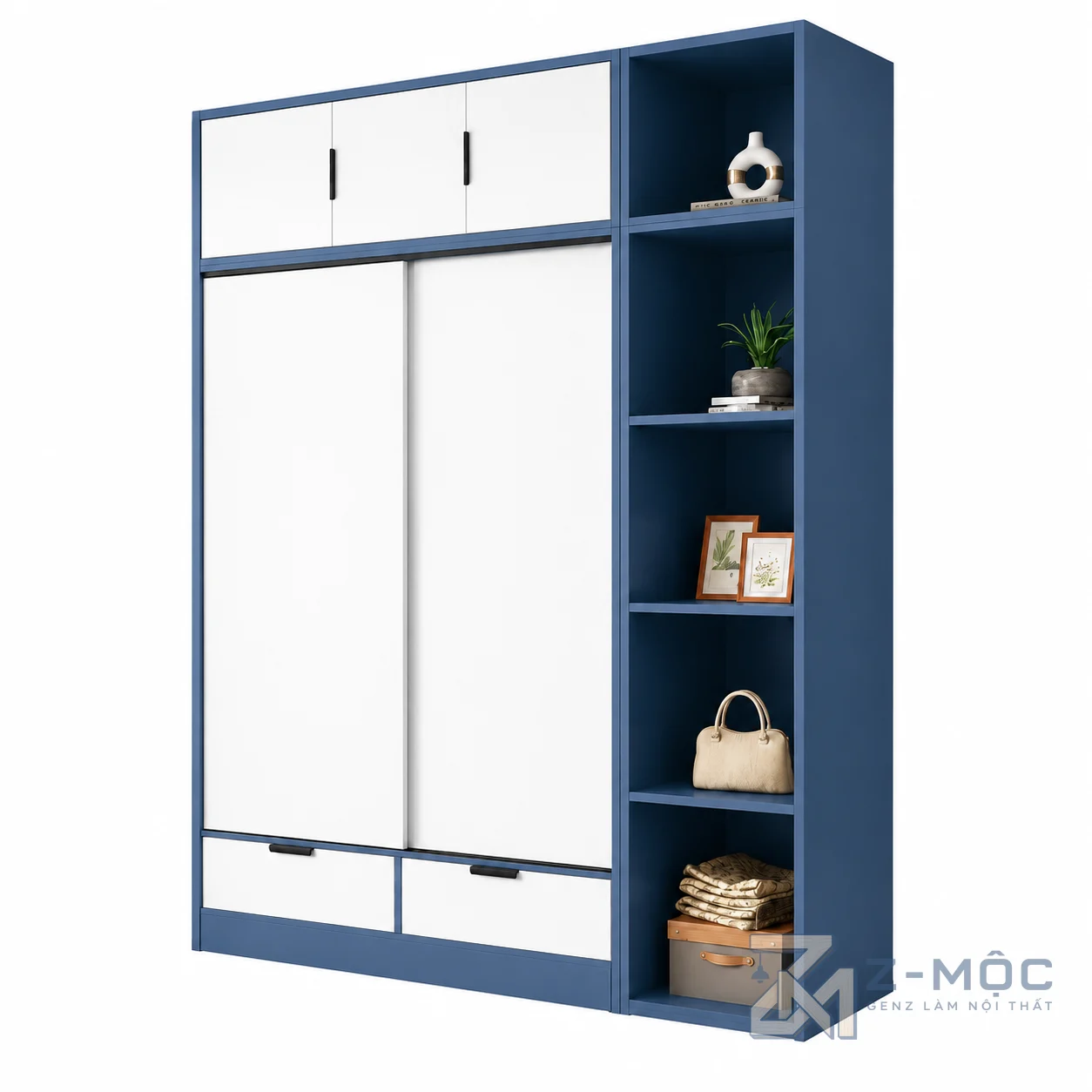 Tủ Quần Áo Cửa Lùa Kết Hợp Kệ Trang Trí Độc Đáo ZM-10022 - 1600x600x2200mm - ZM-10022.2