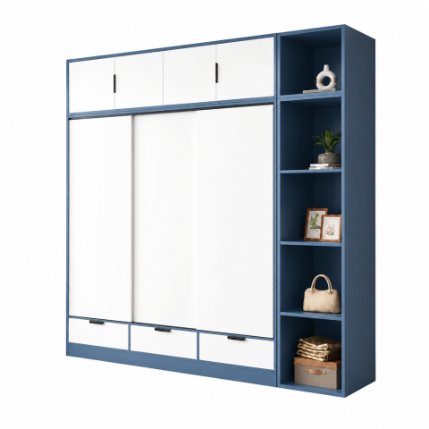 Tủ Quần Áo Cửa Lùa Kết Hợp Kệ Trang Trí Độc Đáo ZM-10022 - 2000x600x2200mm - ZM-10022.4