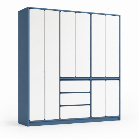 Tủ Quần Áo Khung Xanh Phối Cánh Trắng Nhiều Khoang ZM-10039 - 2400x600x2400mm - ZM-10039.2