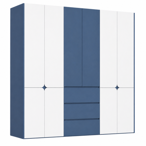 Tủ Quần Áo Kịch Trần Phối Xanh Trắng Nhiều Ngăn ZM-10034 - 2400x600x2400mm - ZM-10034.3