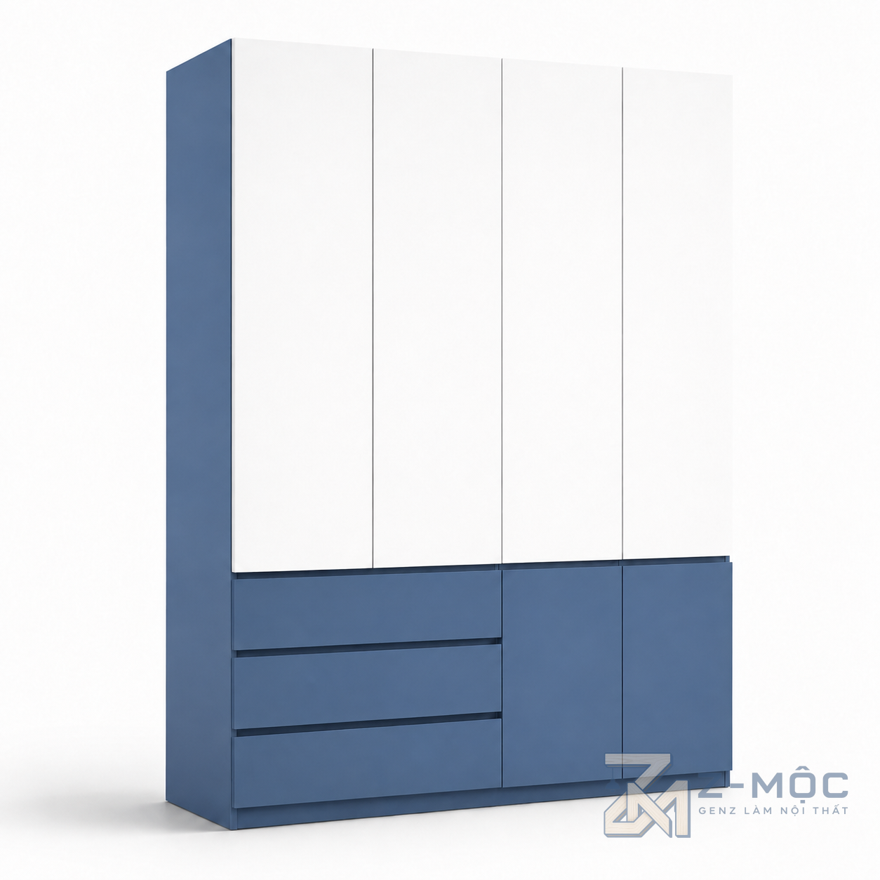 Tủ Quần Áo Kịch Trần Phối Xanh Trắng ZM-10030 - 1600x600x2400mm - ZM-10030.1