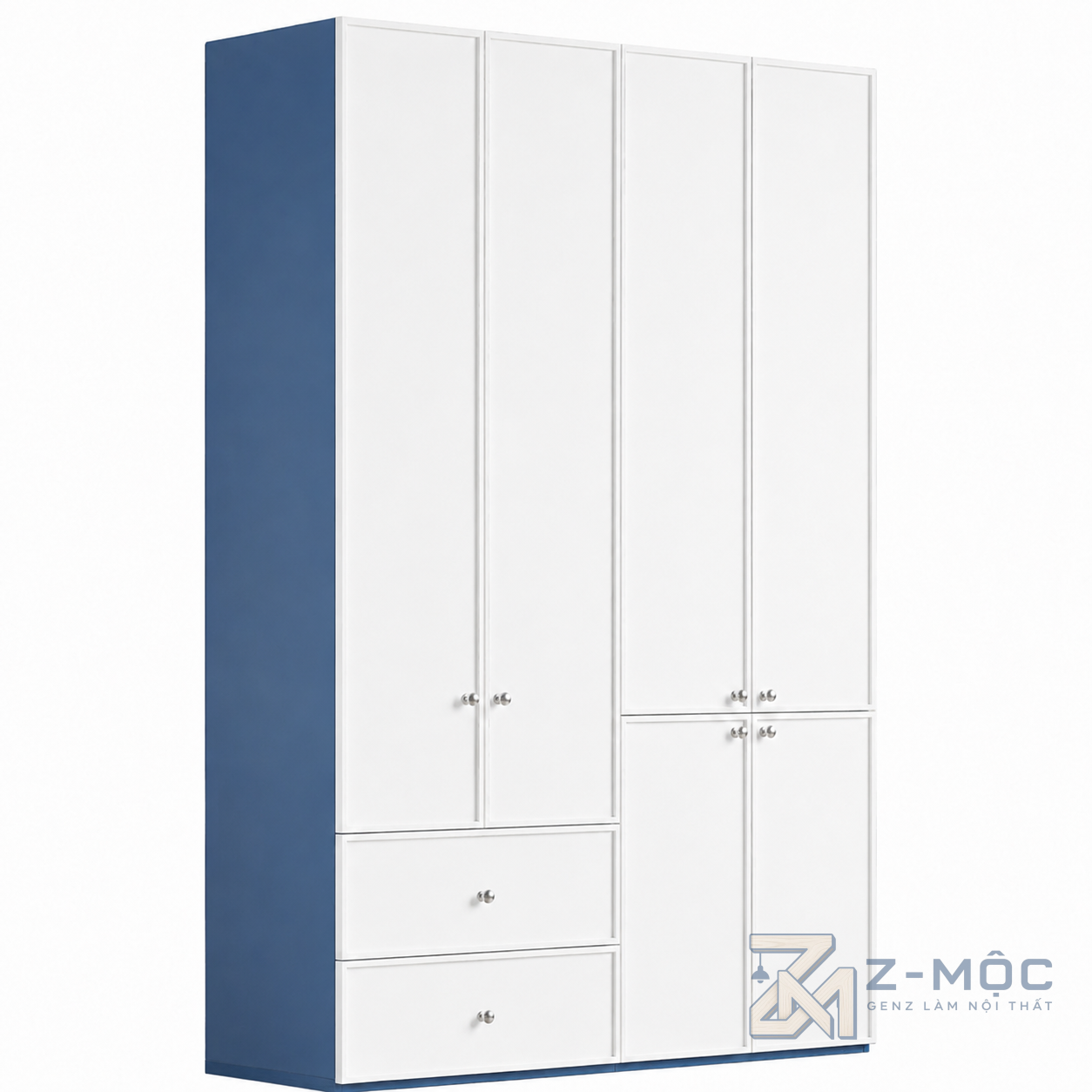 Tủ Quần Áo Phối Trắng Xanh Nhiều Ngăn Hiện Đại ZM-10035 - 1600x600x2400mm - ZM-10035.2