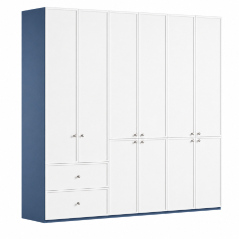 Tủ Quần Áo Phối Trắng Xanh Nhiều Ngăn Hiện Đại ZM-10035 - 2400x600x2400mm - ZM-10035.3