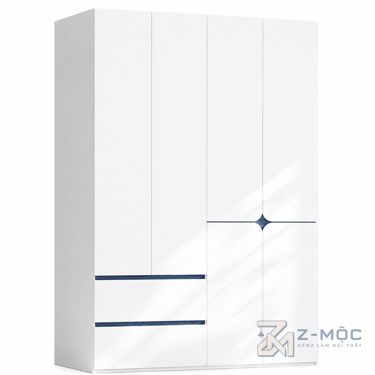 Tủ Quần Áo Thiết Kế Độc Đáo Hiện Đại Màu Trắng ZM-10031 - 1600x600x2400mm - ZM-10031.1