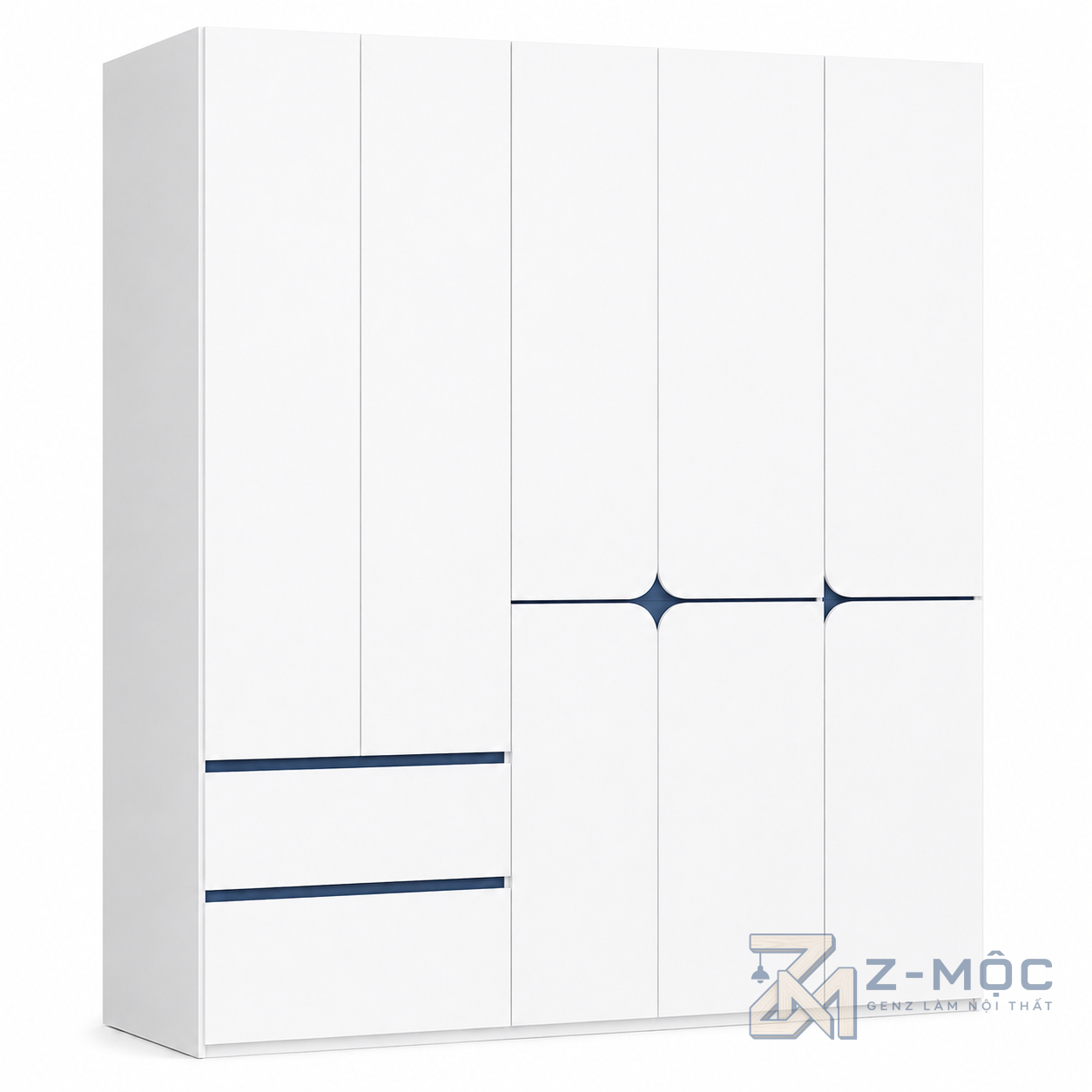 Tủ Quần Áo Thiết Kế Độc Đáo Hiện Đại Màu Trắng ZM-10031 - 2000x600x2400mm - ZM-10031.2