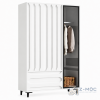 Tủ Quần Áo Trắng Phối Cánh Kính Đen Nhỏ Gọn ZM-10045 - 1200x600x1880mm - ZM-10045.1