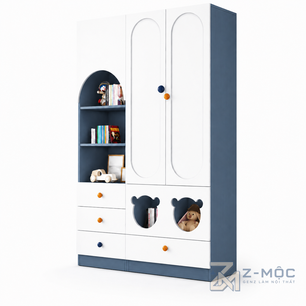 Tủ Quần Áo Trẻ Em 4 Cánh Kèm Kệ ZM-10032 - 1300x600x2000mm - ZM-10032.1