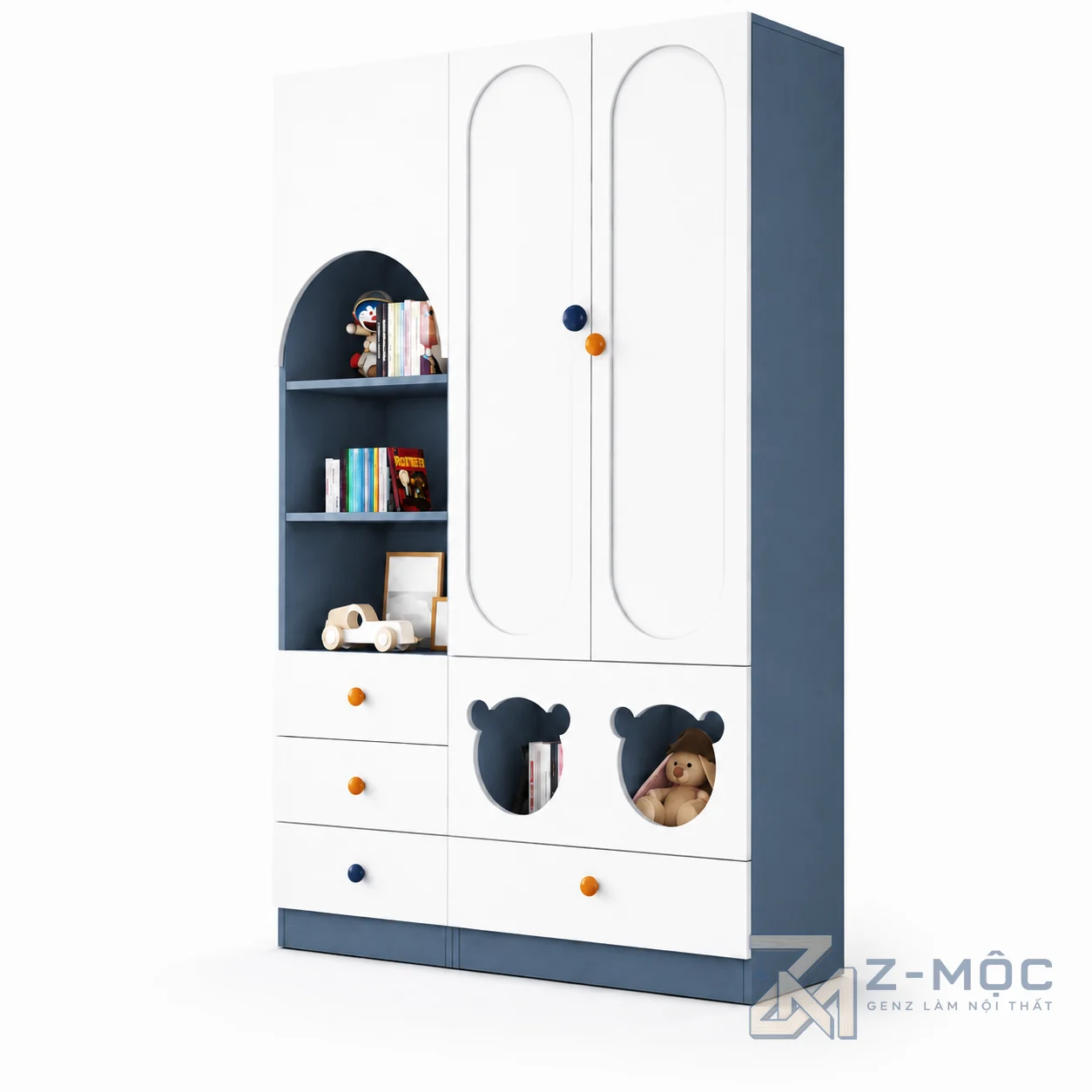 Tủ Quần Áo Trẻ Em 4 Cánh Kèm Kệ ZM-10032 - 1300x600x2000mm - ZM-10032.1