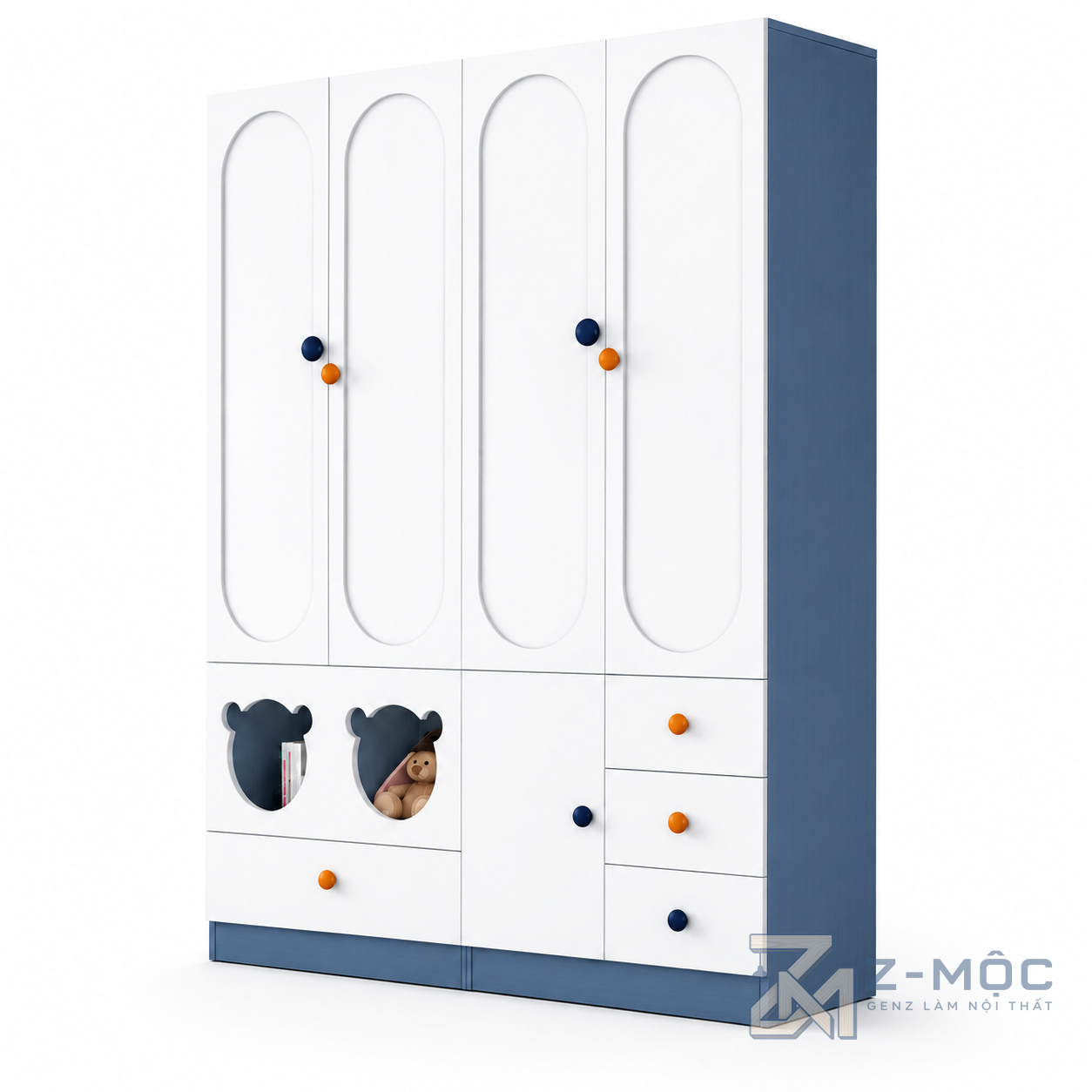 Tủ Quần Áo Trẻ Em 4 Cánh Kèm Kệ ZM-10032 - 1600x600x2000mm - ZM-10032.2