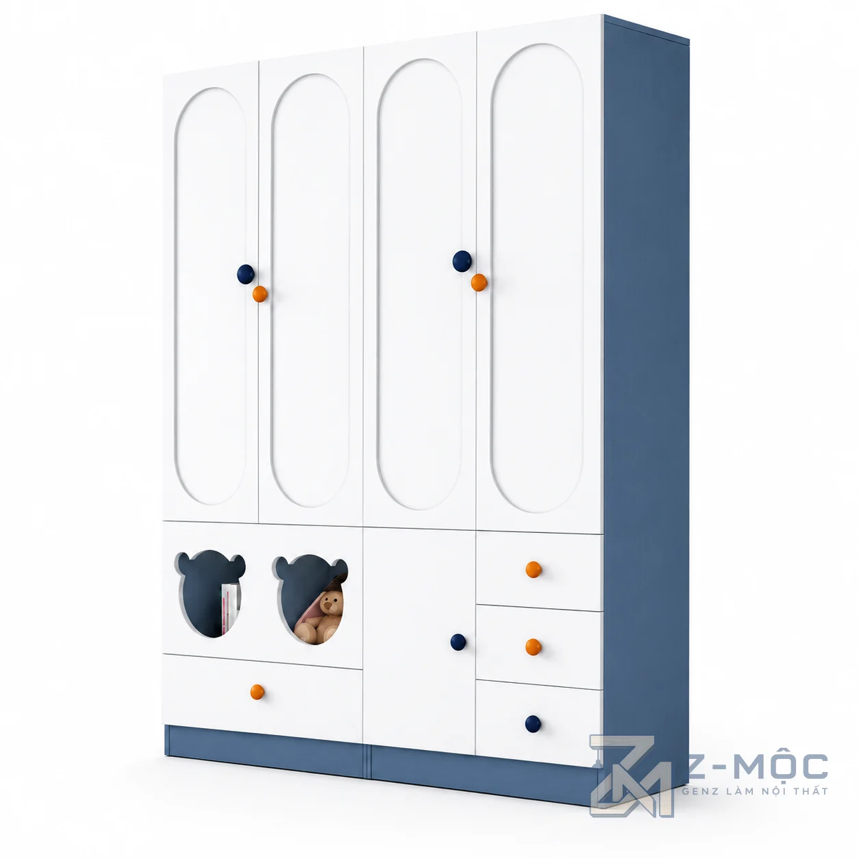 Tủ Quần Áo Trẻ Em 4 Cánh Kèm Kệ ZM-10032 - 1600x600x2000mm - ZM-10032.2