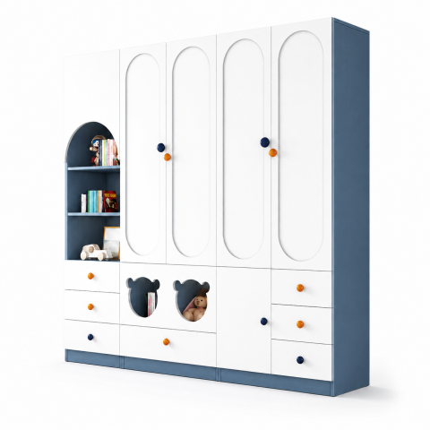 Tủ Quần Áo Trẻ Em 4 Cánh Kèm Kệ ZM-10032 - 2100x600x2000mm - ZM-10032.3