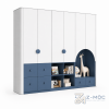 Tủ Quần Áo Trẻ Em Kết Hợp Kệ Trang Trí Màu Xanh Trắng ZM-10025 - 2400x600x2200mm - ZM-10025.4