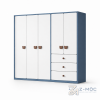 Tủ Quần Áo Trẻ Em Tay Nắm Hình Gấu 4 Cánh Phối Xanh Trắng ZM-10026 - 2000x600x2000mm - ZM-10026.2