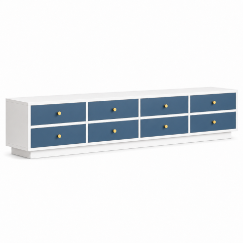 Tủ Tivi Xanh Trắng Nhiều Ngăn Kéo ZM-90013 - 2200x400x450mm - ZM-90013.2