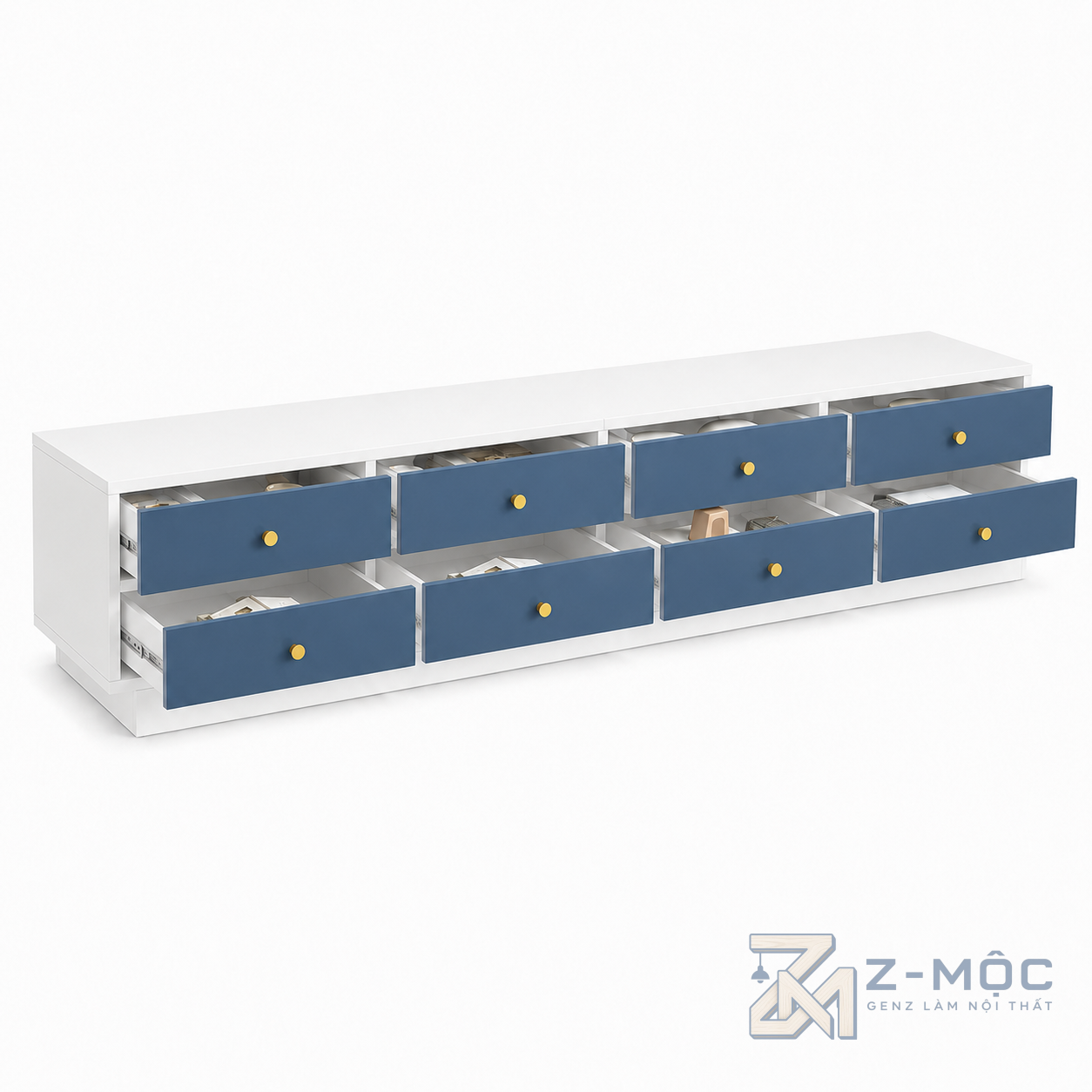Tủ Tivi Xanh Trắng Nhiều Ngăn Kéo ZM-90013 - ảnh chi tiết 6