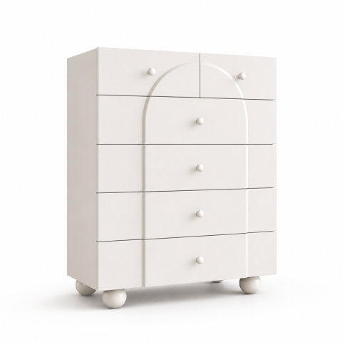 Tủ Trang Trí 6 Ngăn Kéo Màu Trắng Chân Bi ZM-94022 - 800x400x1000mm - ZM-94022.1