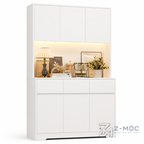 Tủ Trang Trí Khung Trắng Cánh Xanh Cho Phòng Khách ZM-94013 - ảnh chi tiết 1