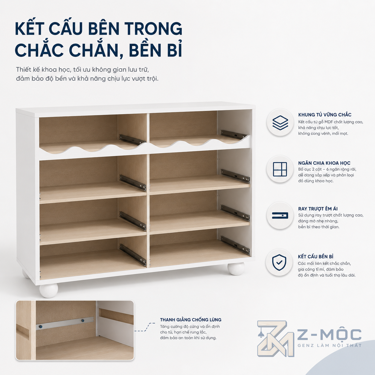 Tủ Trang Trí Mặt Ngăn Kéo Lượn Sóng Màu Xanh Phối Trắng ZM-94023 - ảnh chi tiết 5