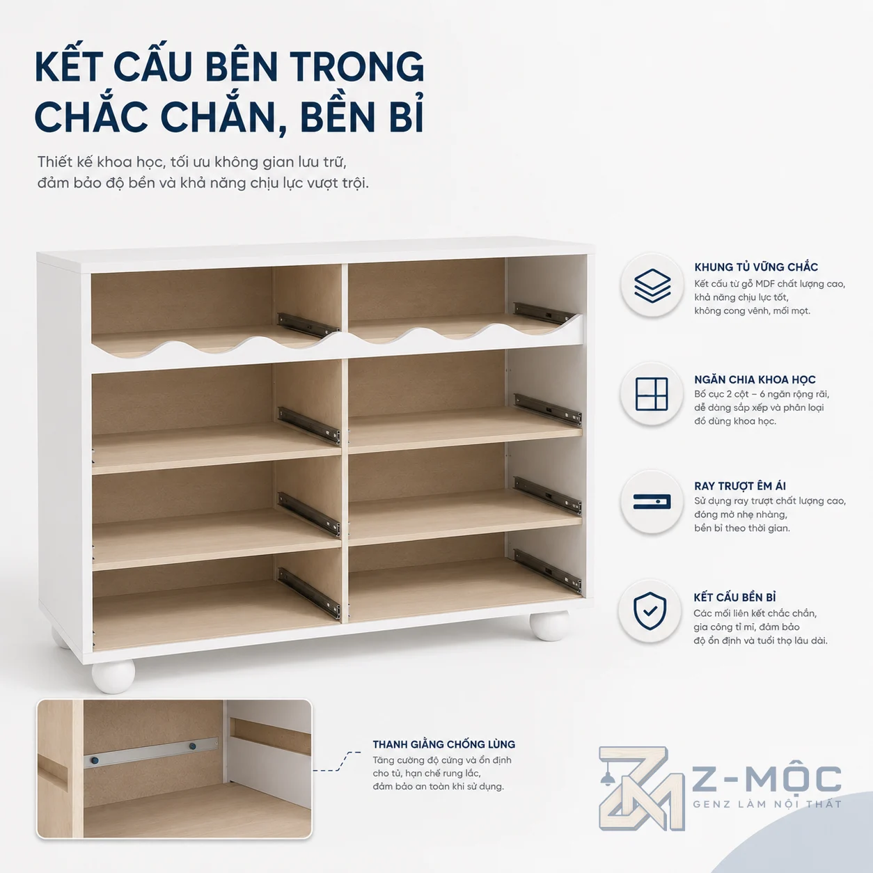 Tủ Trang Trí Mặt Ngăn Kéo Lượn Sóng Màu Xanh Phối Trắng ZM-94023 - ảnh chi tiết 5