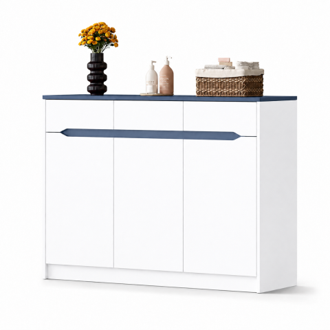 Tủ Trang Trí Màu Trắng Phối Xanh Dáng Dài ZM-94015 - 1200x400x1000mm - ZM-94015.1