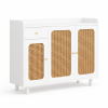 Tủ Trang Trí Mây Đan 3 Cánh Trắng Tay Nắm Vàng ZM-94024 - 1200x350x900mm - ZM-94024.1