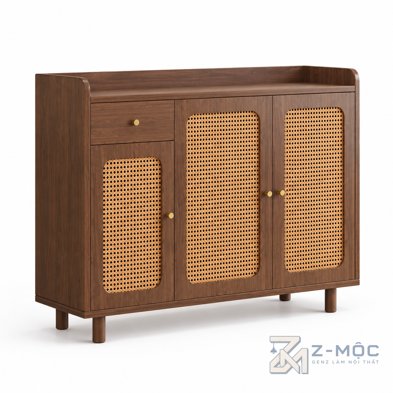 Tủ Trang Trí Mây Đan 3 Cánh Trắng Tay Nắm Vàng ZM-94024 - ảnh chi tiết 7