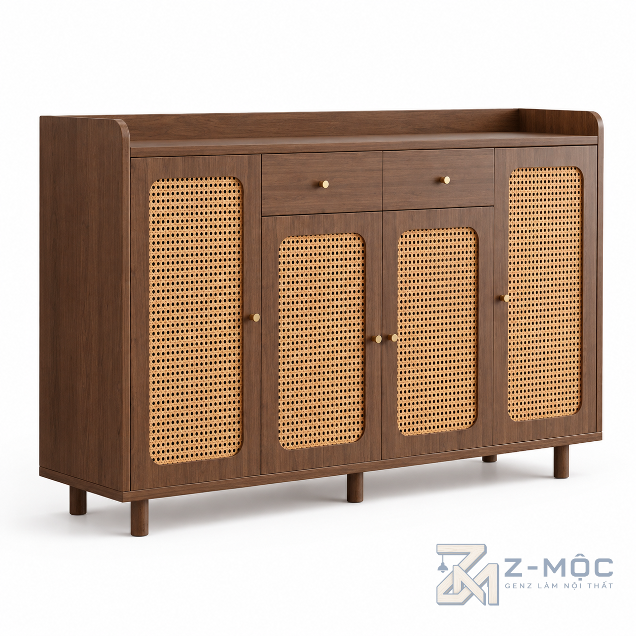 Tủ Trang Trí Mây Đan 3 Cánh Trắng Tay Nắm Vàng ZM-94024 - ảnh chi tiết 8