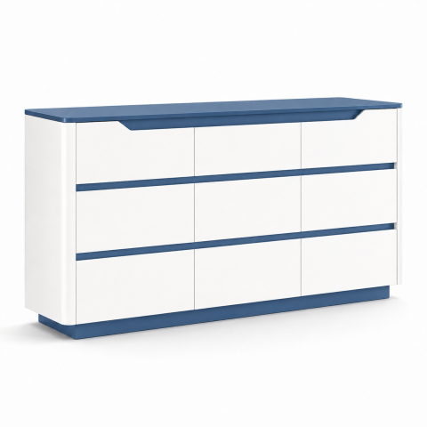Tủ Trang Trí Nhiều Ngăn Kéo Màu Trắng Phối Xanh ZM-94018 - 1600x400x850mm - ZM-94018.2