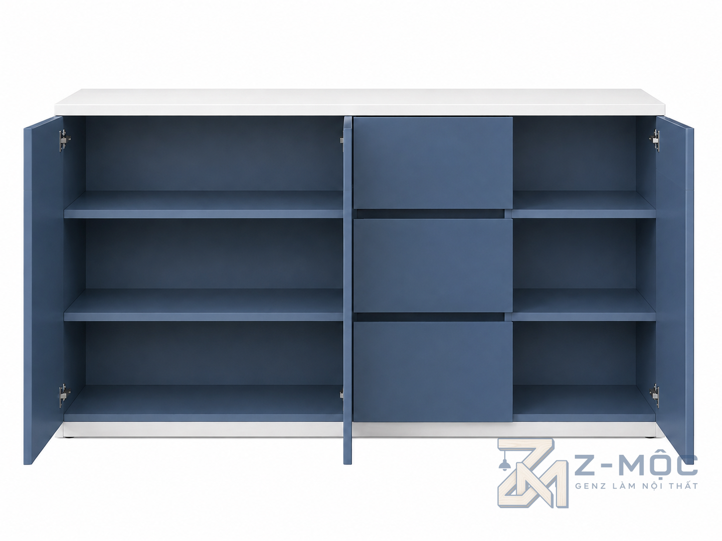 Tủ Trang Trí Nhiều Ngăn Màu Xanh Phối Trắng ZM-94020 - ảnh chi tiết 5