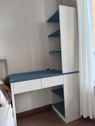 Bàn Học Và Làm Việc Liền Kệ Sách Cao Màu Trắng Xanh ZM-70063 photo review