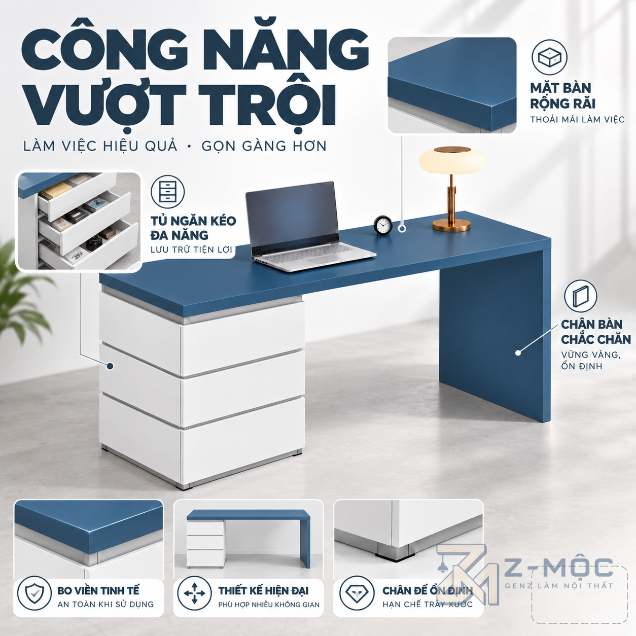 Ba ngăn kéo tăng không gian lưu trữ