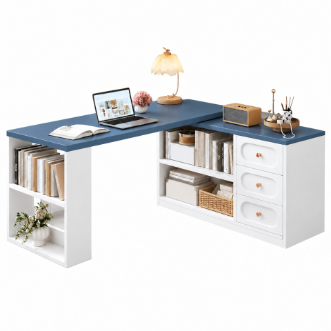 Bàn học chữ L thiết kế đơn giản hiện đại ZM-70061 - 1400x550x750mm + kệ 1000x400x715mm - ZM-70061.2
