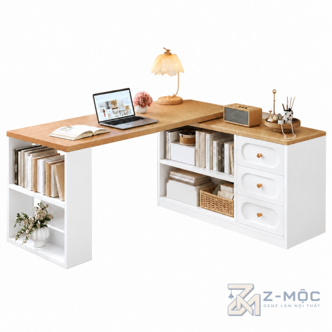Bàn học chữ L thiết kế đơn giản hiện đại ZM-70061 - ảnh chi tiết 1