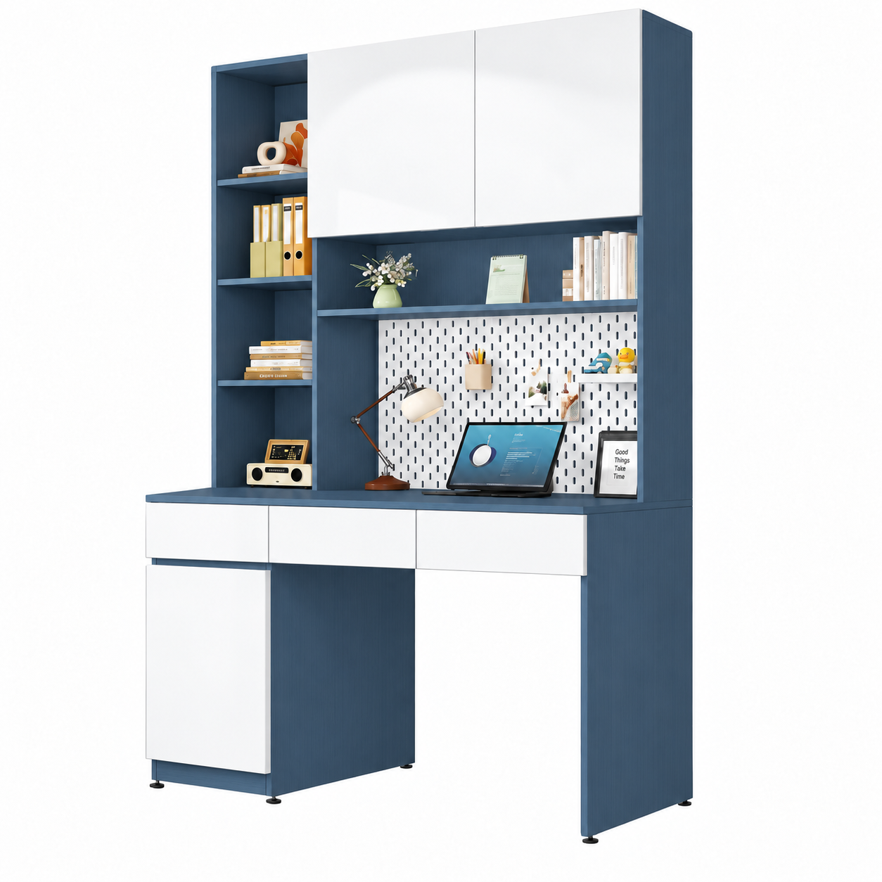 Bàn học liền giá sách nhiều ngăn hiện đại, tiện dụng