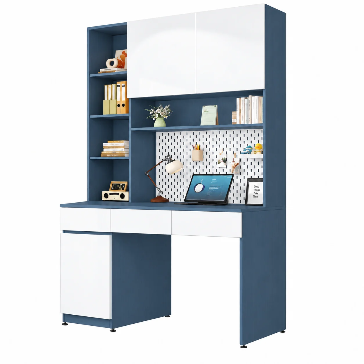 Bàn học liền giá sách nhiều ngăn hiện đại, tiện dụng