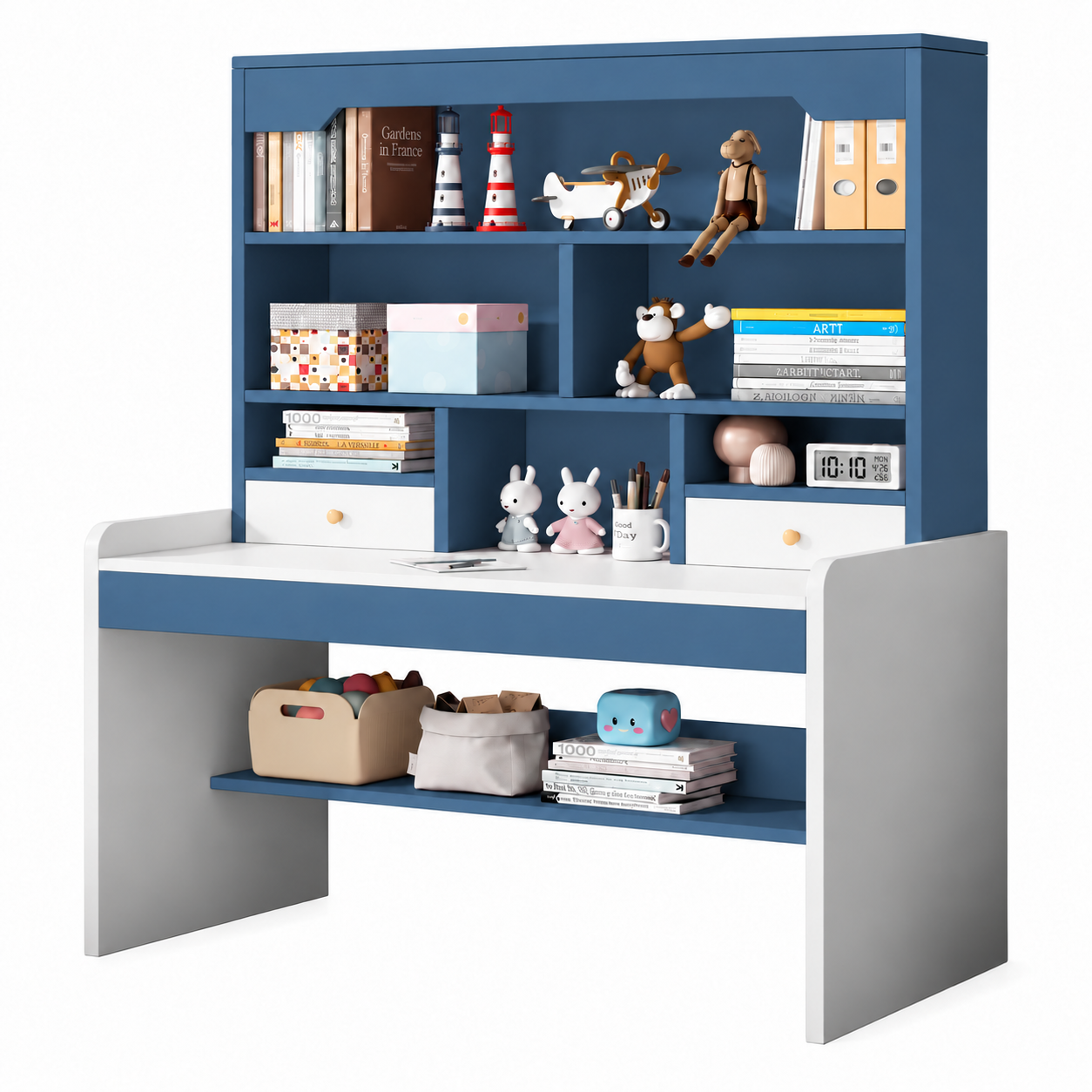 Bàn Học Liền Giá Sách Nhiều Ngăn Nhỏ Gọn Tiện Dụng